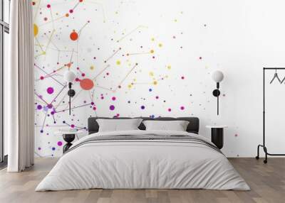 Digital technology background with network connection and geometric abstract background with dots and lines. Molecular structure and communications. Wall mural