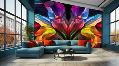 Fractal background featuring a twirling flower in a three dimensional design Wall mural