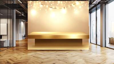 Ideation for presentation background and product showcase: abstract gold background with floor stage, generative AI Wall mural