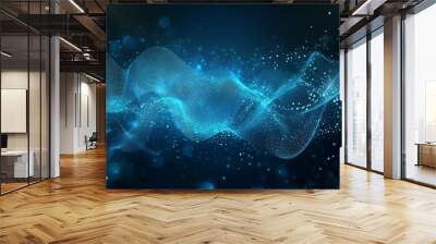 Illustration depicting the spectrum of an equalizer in blue waves Wall mural