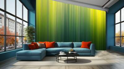 Illustration featuring a horizontal and vertical line art pattern in greens and yellows Wall mural