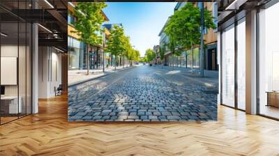 In Europe, Lithuania, Vilnius, morning light on an empty street Wall mural