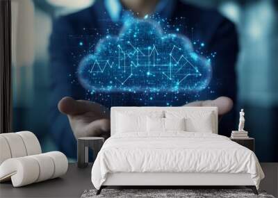 In the cloud, a medical database is supported. Wall mural