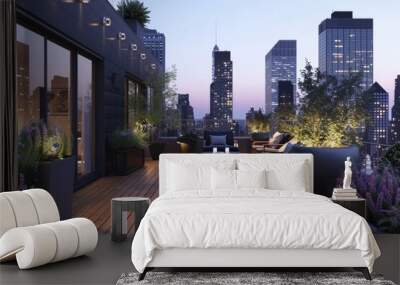 Stock creates a chic rooftop garden in the midst of the cityscape Wall mural