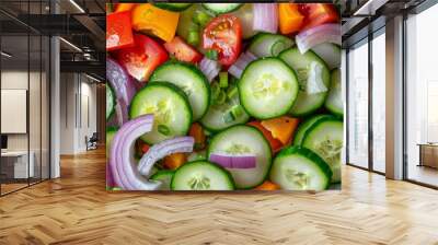 Stock image of healthy salad food made with fresh vegetable slices. Wall mural