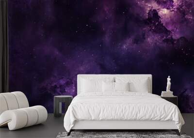 Stunning abstract galaxy with milky way and planets in space. Abstract space purple with shining stars and dust. Wall mural