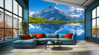 Switzerland's Bachalpsee Lake panorama in summer Wall mural