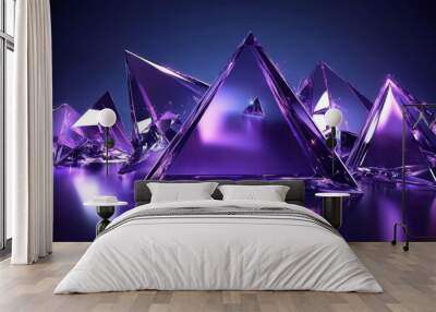 This futuristic dark 3D purple illustration template is perfect for technology compositions. Wall mural