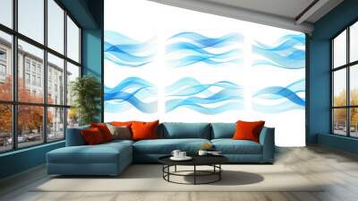 Wave beach modern symbol or logo design collection. Abstract water waves see blue modern materials. Wall mural