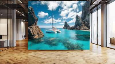 We created a generative stock wallpaper image featuring a beautiful beach in Fernando De Noronha, Brazil. Wall mural