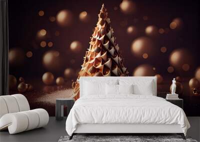 festive Christmas tree made of milk chocolate and milk... Generative AI Wall mural