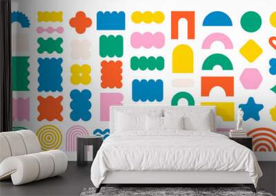 Abstract geometric shapes and icons. Colorful groovy brutal figures. Modern Swiss design aesthetic. Wall mural