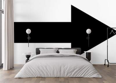 Straight pointed arrow icon. Black arrow pointing to the right. Black direction pointer Wall mural