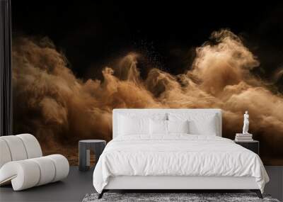 Intense dust cloud rising from the ground, resembling a sandstorm in the desert. The dynamic movement of particles creates a realistic effect of flying dirt and soil Wall mural