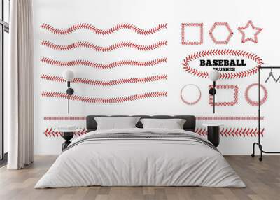 Baseball lacing on white background. Vector Wall mural