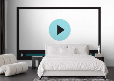 Video player interface for web site design or mobile application. illustration on white Wall mural