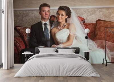 Portrait of a beautiful wedding couple. Beautiful wedding. Wall mural