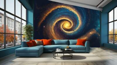 Abstract design of golden ratio. Golden spiral on space background. Generative AI Wall mural