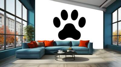 Cat paw print. Footprint. Animal paw isolated on white background Wall mural