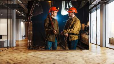 Two miners in the mine Wall mural