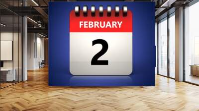 3d 2 february calendar Wall mural