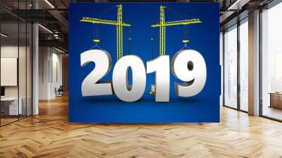 3d 2019 year with crane Wall mural