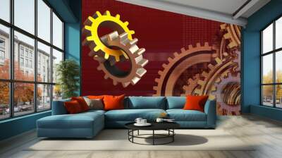 3d gears Wall mural