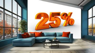 3d illustration of 25 percent text over white background Wall mural