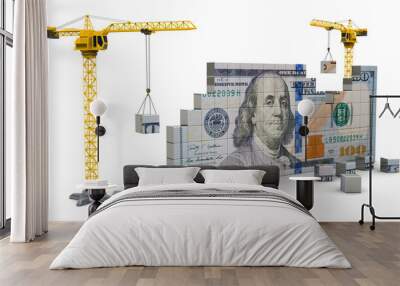 cranes building money Wall mural