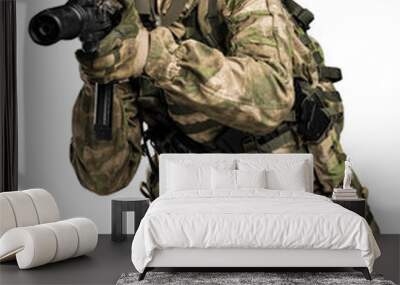 Special forces soldier with rifle. Shot in studio. Isolated with clipping path on white background.
 Wall mural