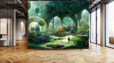 Fantasy fairy garden concept art illustration Wall mural