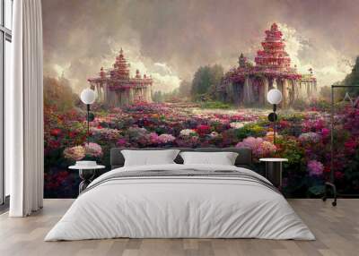 Floral fantasy concept art illustration Wall mural