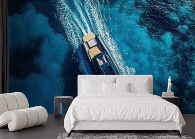 boat in the ocean transporting goods Wall mural