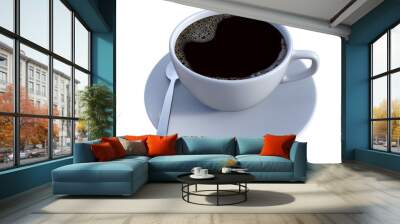 Hot coffee cappuccino in ceramic cup isolated on white background, clipping path included	
 Wall mural