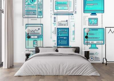 Modern Digital Interface Elements for Web Design Wall mural