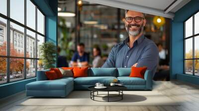 Smiling Caucasian Businessman in meeting room office Wall mural