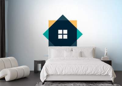 Abstract House logo, design concept, emblem, icon, flat logotype element for template. Wall mural