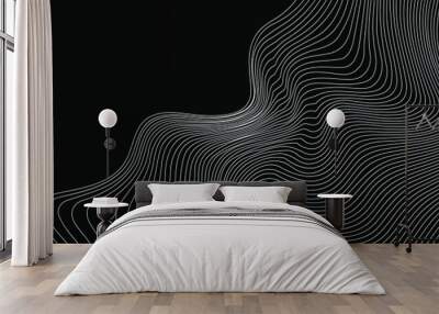 Abstract wavy lines on black background. Modern backdrop  vector eps10 Wall mural