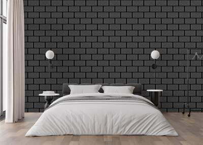 Black brick wall geometric pattern  vector background. Wall mural