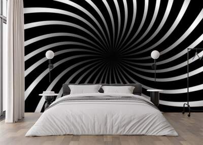 Black white Swirling radial vortex background Wall mural