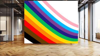 Pride background with LGBTQ pride flag colours. Wawe rainbow stripes on white background. Vector EPS 10 Wall mural