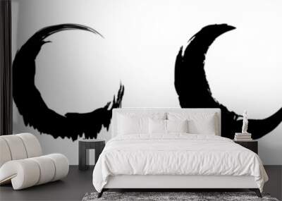 Set of black moon in grunge brush stroke style. Goth moon for design and prints. Vector illustration isolated on white background. Wall mural