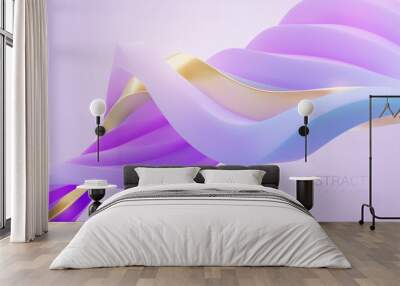 Abstract background with twisted soft blue and purple strokes. Wall mural