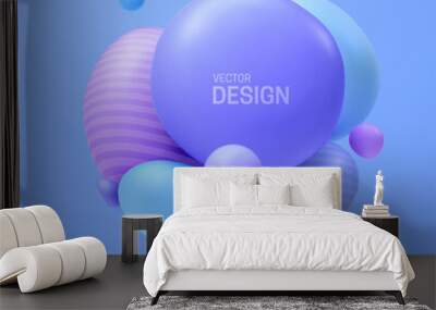 Abstract composition with 3d spheres cluster. Wall mural