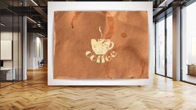 background with grunge cardboard texture and coffee sign Wall mural