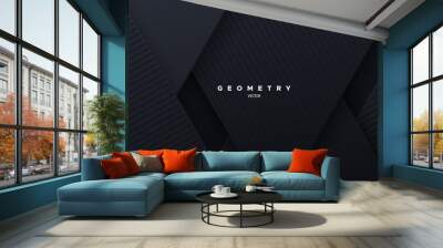 Geometric backdrop with textured black paper layers Wall mural