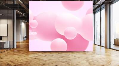 Gradient background with pink organic shapes. Morphing colorful blobs Wall mural