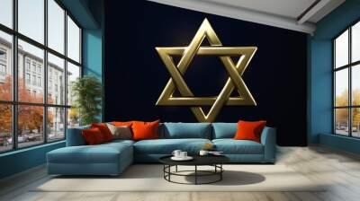 Star of David golden sign. Wall mural