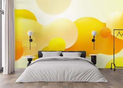 Yellow background with liquid bubble shapes Wall mural