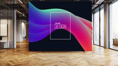 ￼ Abstract 3d multicolored shapes. Vector artistic illustration. Vibrant gradient curved stream. Liquid blended fluid color path. Creativity concept. Visual communication poster design Wall mural